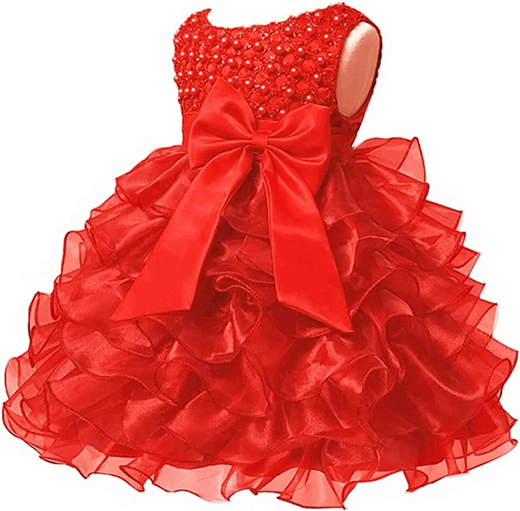 Baby Girl Dresses Ruffle Lace Pageant Party Wedding Flower Girl Dress