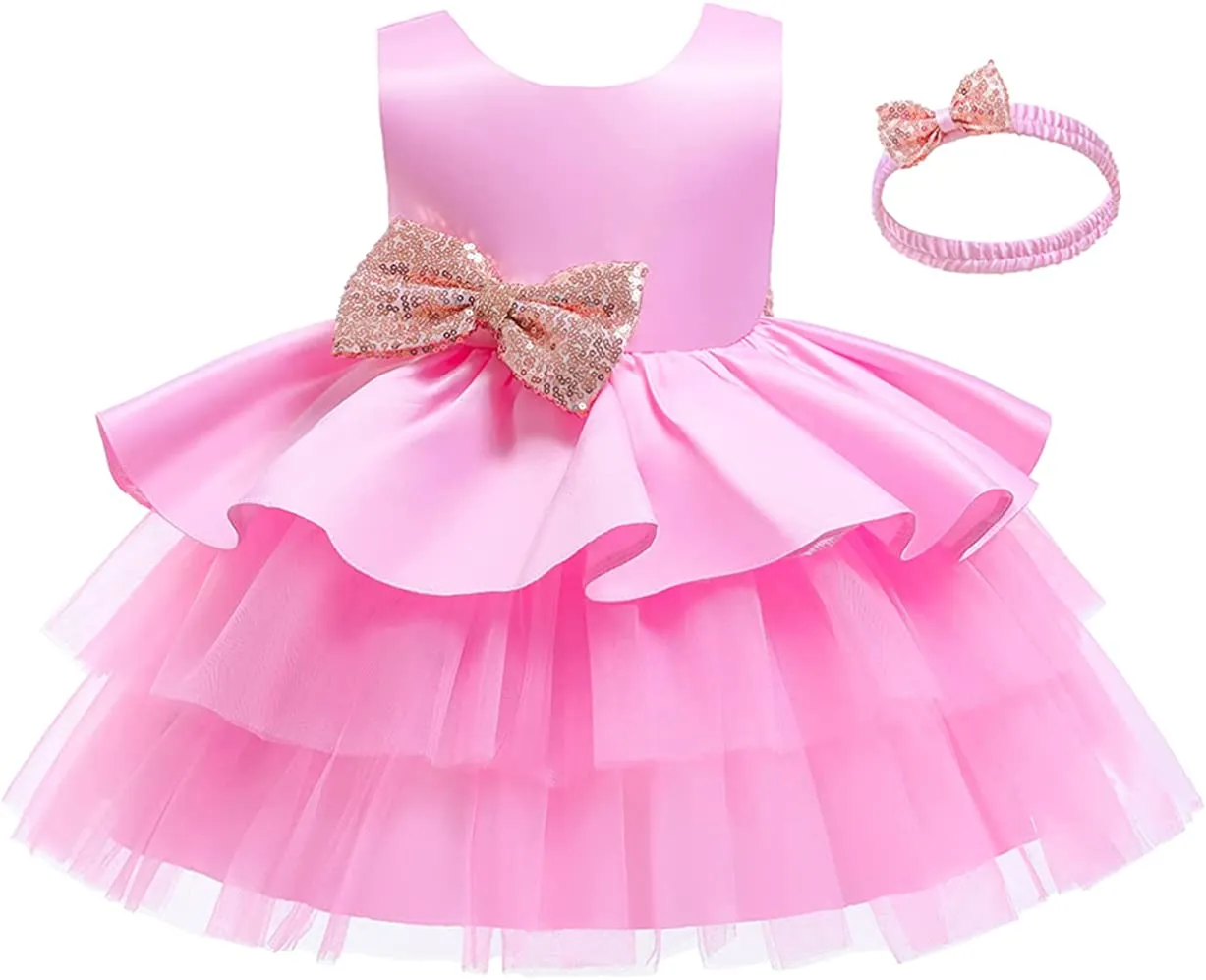 Baby Girl Dresses Ruffle Lace Pageant Party Wedding Flower Girl Dress