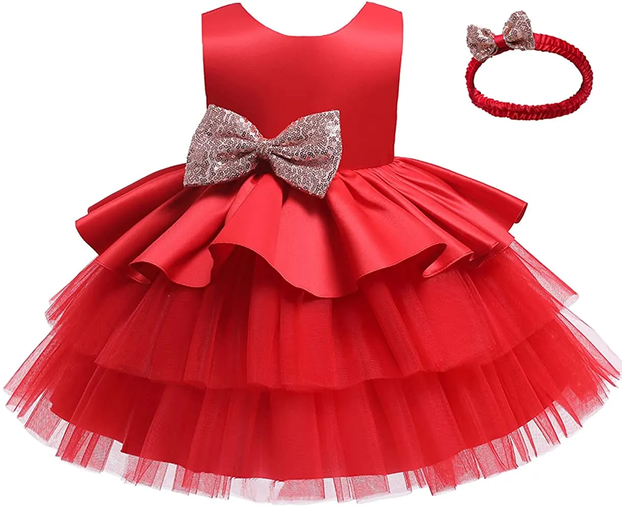 Baby Girl Dresses Ruffle Lace Pageant Party Wedding Flower Girl Dress