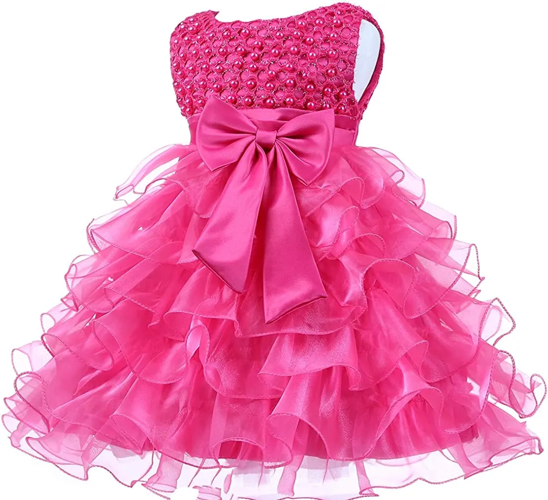 Baby Girl Dresses Ruffle Lace Pageant Party Wedding Flower Girl Dress