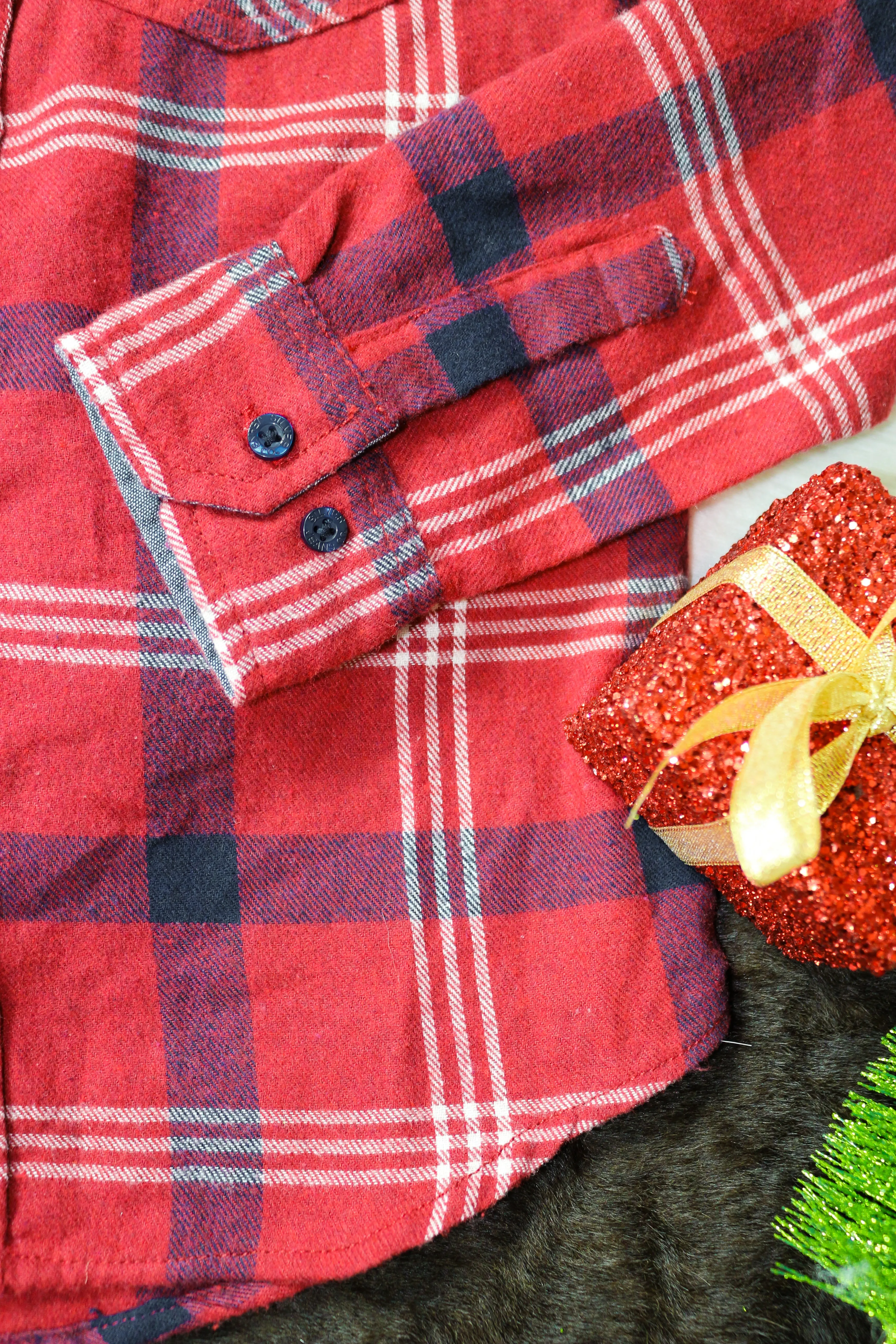 Boys Red Plaid Button Up By Silver