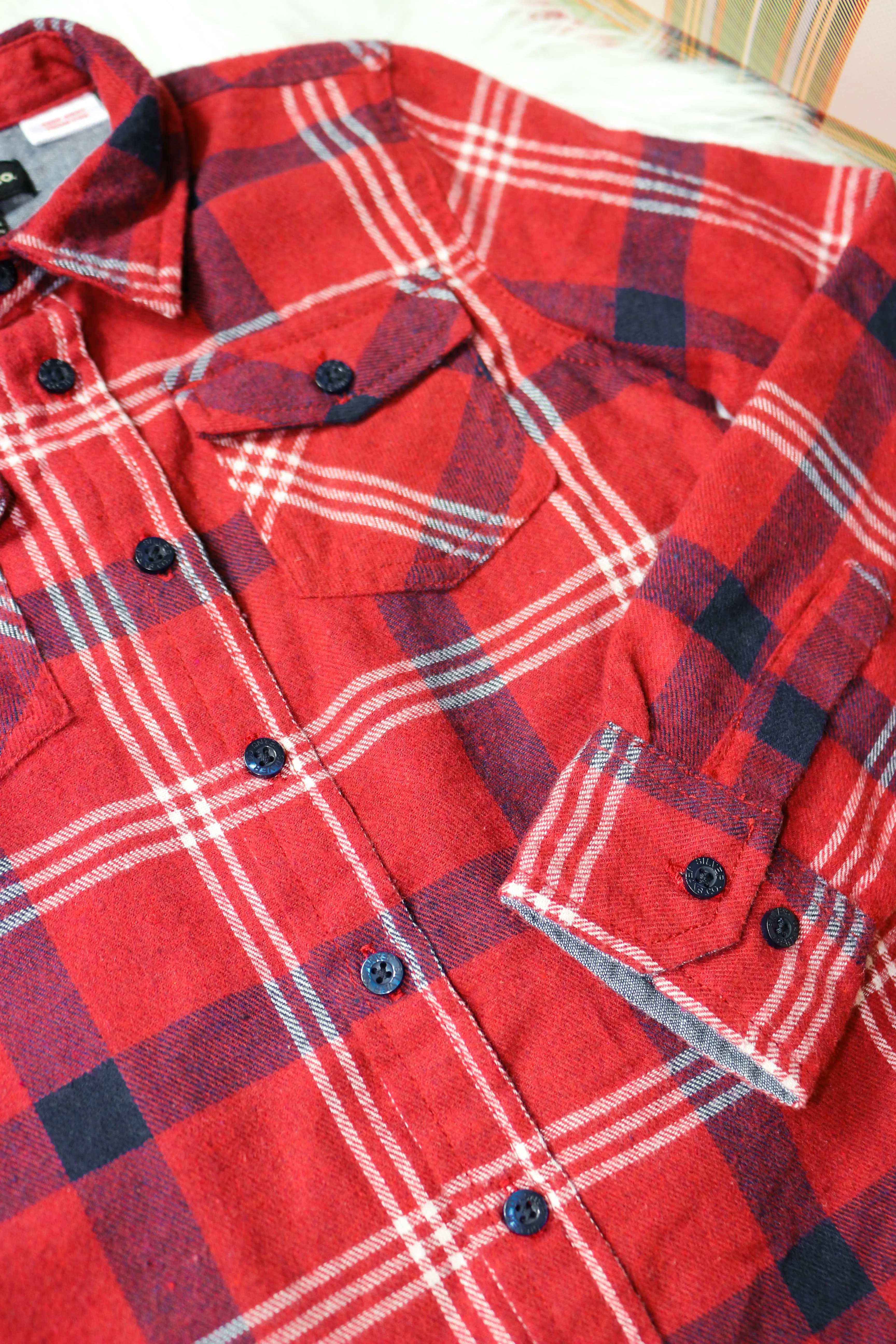 Boys Red Plaid Button Up By Silver
