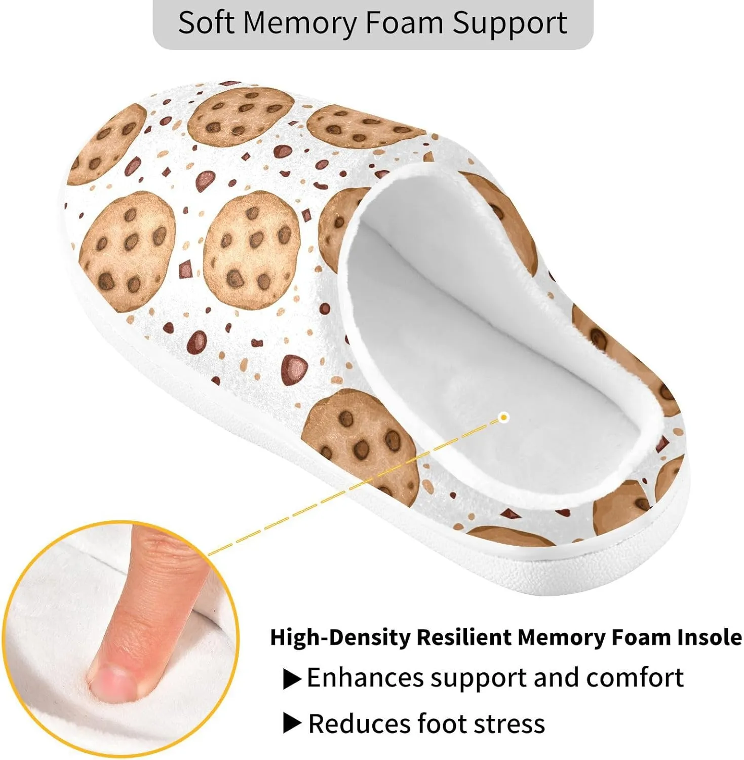 Cookies House Slippers Cozy Fuzzy Slippers Memory Foam Warm for Women & Men Family Slippers