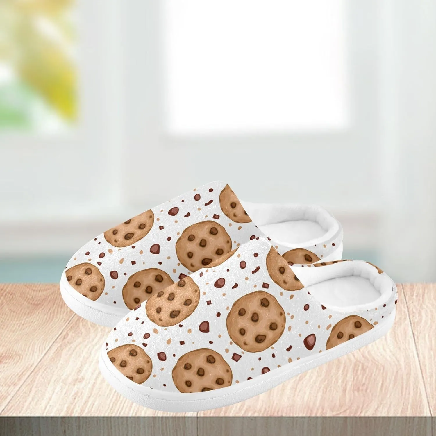 Cookies House Slippers Cozy Fuzzy Slippers Memory Foam Warm for Women & Men Family Slippers