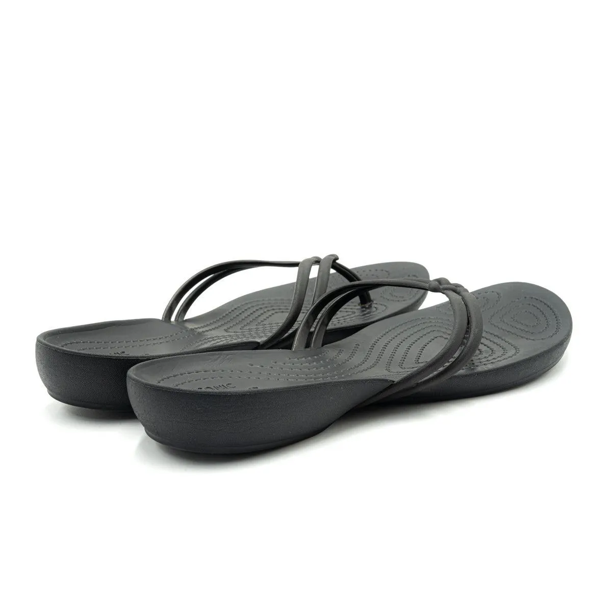 Crocs Iconic Flat Flip Flops Rubber Black Colour For Women
