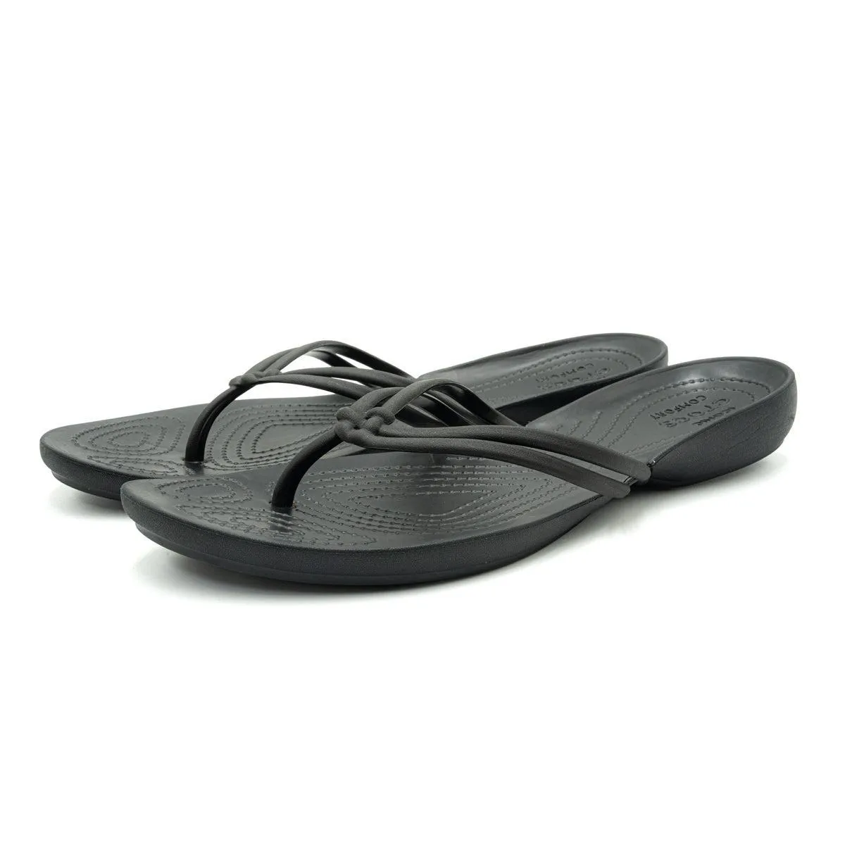 Crocs Iconic Flat Flip Flops Rubber Black Colour For Women