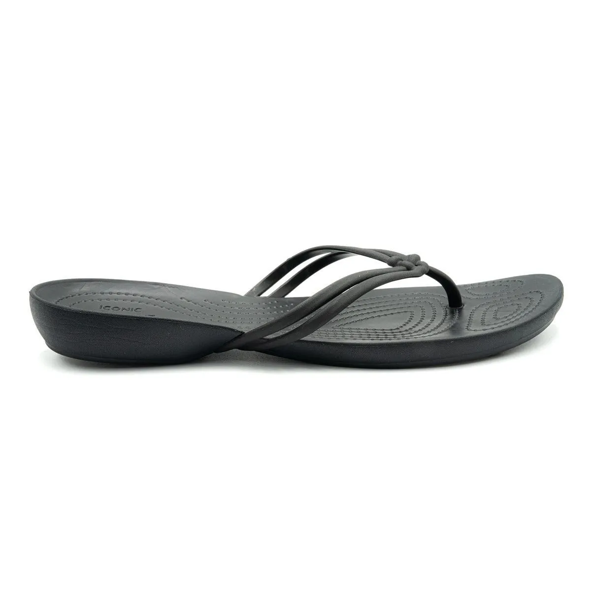 Crocs Iconic Flat Flip Flops Rubber Black Colour For Women