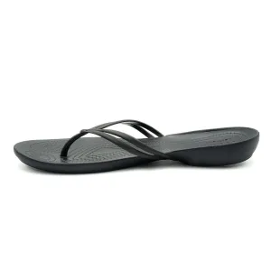 Crocs Iconic Flat Flip Flops Rubber Black Colour For Women