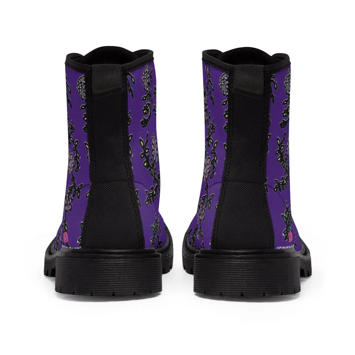 Dark Purple Floral Women's Boots, Purple Floral Women's Boots, Best Winter Boots For Women (US Size 6.5-11)