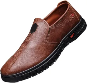 Dress Shoes for Men Men's Waterproof Casual Leather Oxford Shoes Slip-On Loafers for Comfort and Style