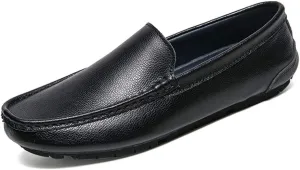 Driving Loafer for Men Boat Moccasins Slip On Style Microfiber Leather Simple Pure Colors Low Top Round Toe