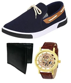 Earton Men Combo Pack of 3 Loafer & Moccasins With Wallet & Watch (9 UK)