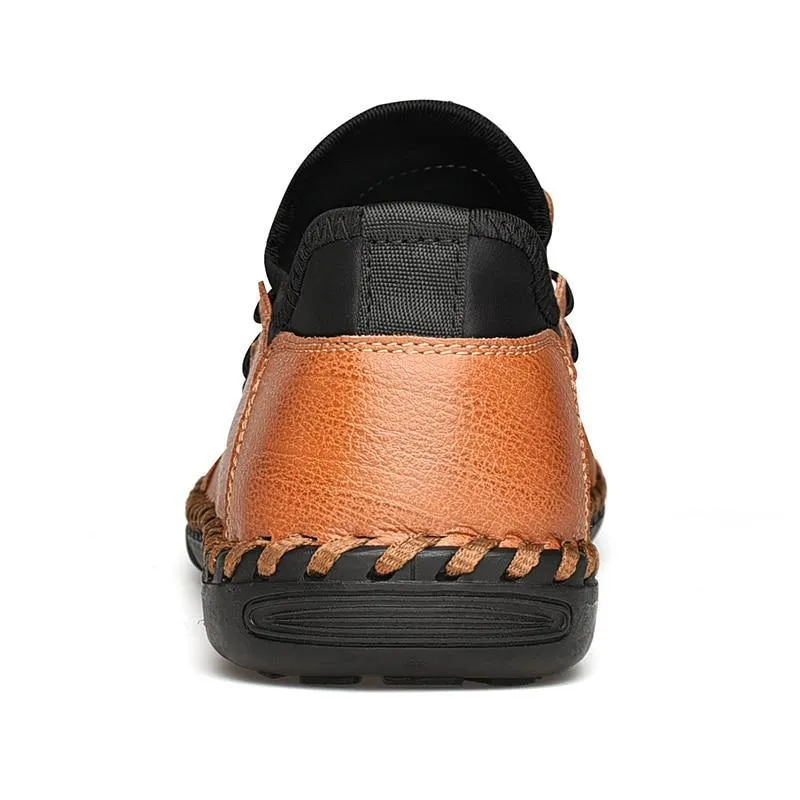 Genuine Men's Leather Big Foot Moccasins Black Summer Shoes