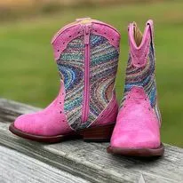 Girl's Glitter Swirl Boots by Roper ~ Pink