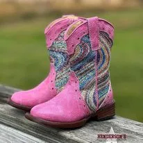 Girl's Glitter Swirl Boots by Roper ~ Pink
