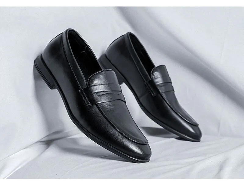 Hnzxzm Genuine Leather Shoes Men Brogues Soft Cow Leather Mens Casual Shoes Brand Male Business Shoes Flat Black A4635