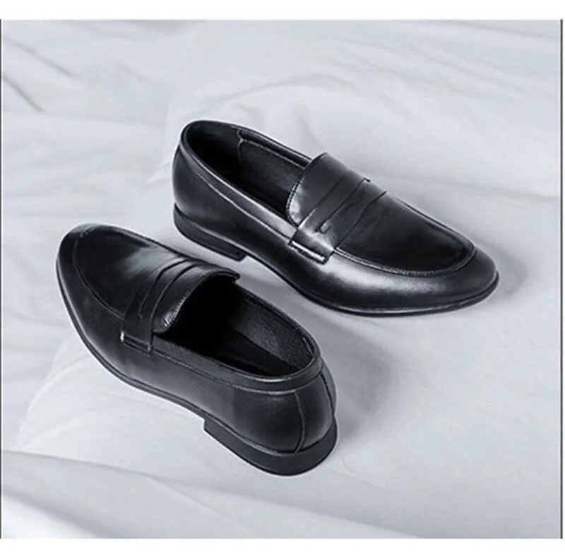 Hnzxzm Genuine Leather Shoes Men Brogues Soft Cow Leather Mens Casual Shoes Brand Male Business Shoes Flat Black A4635