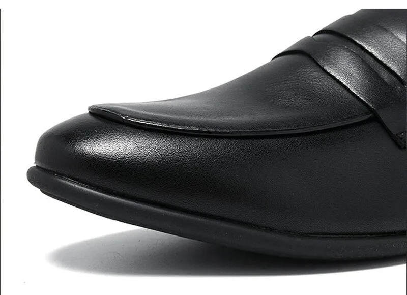 Hnzxzm Genuine Leather Shoes Men Brogues Soft Cow Leather Mens Casual Shoes Brand Male Business Shoes Flat Black A4635