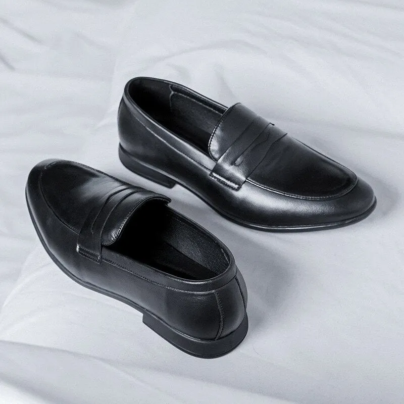 Hnzxzm Genuine Leather Shoes Men Brogues Soft Cow Leather Mens Casual Shoes Brand Male Business Shoes Flat Black A4635