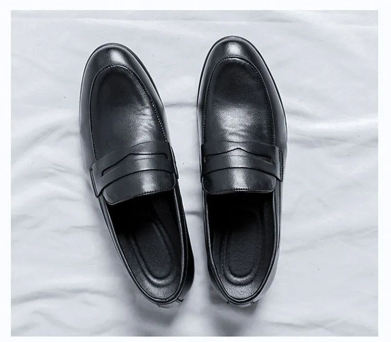 Hnzxzm Genuine Leather Shoes Men Brogues Soft Cow Leather Mens Casual Shoes Brand Male Business Shoes Flat Black A4635