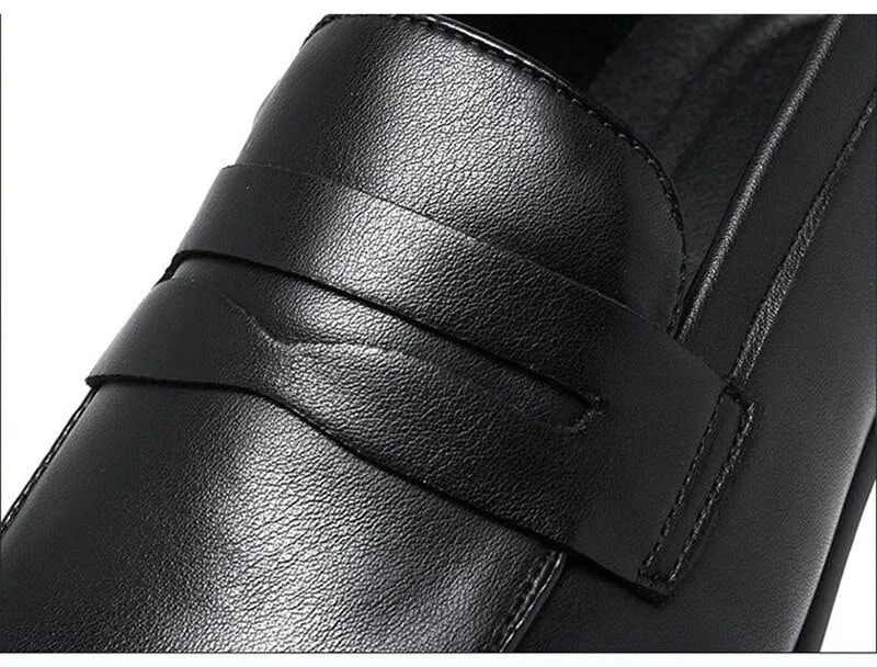 Hnzxzm Genuine Leather Shoes Men Brogues Soft Cow Leather Mens Casual Shoes Brand Male Business Shoes Flat Black A4635