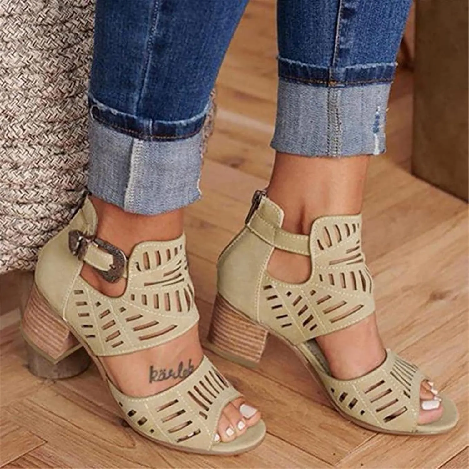 Ladmiple Wedge Sandals for Women 2023 Slip-On Ankle Strap Sandal Summer Casual Beach Shoes Open Toe Espadrilles Platform