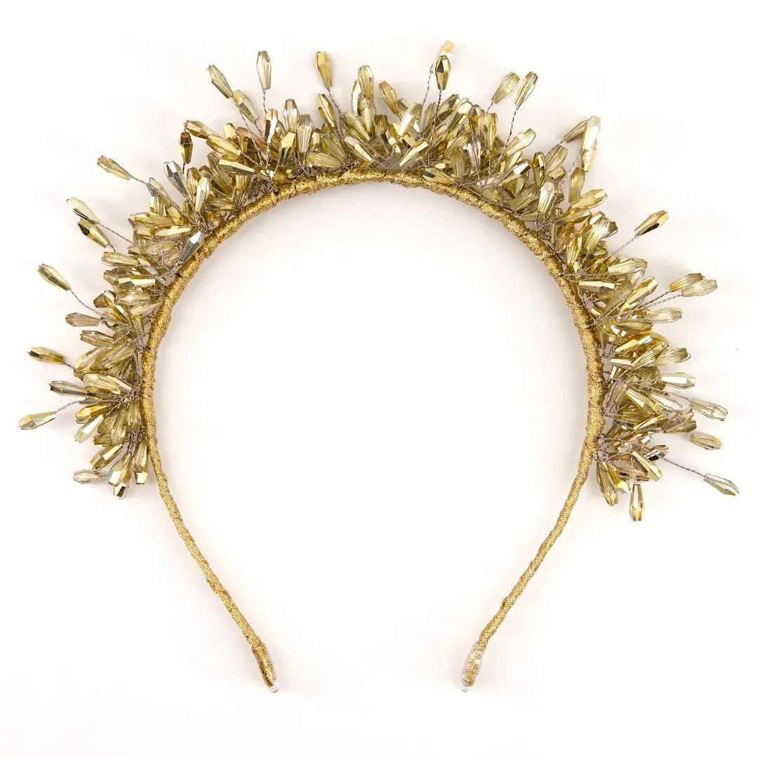 Laelyn Metallic Gold Tiara Girls Headband