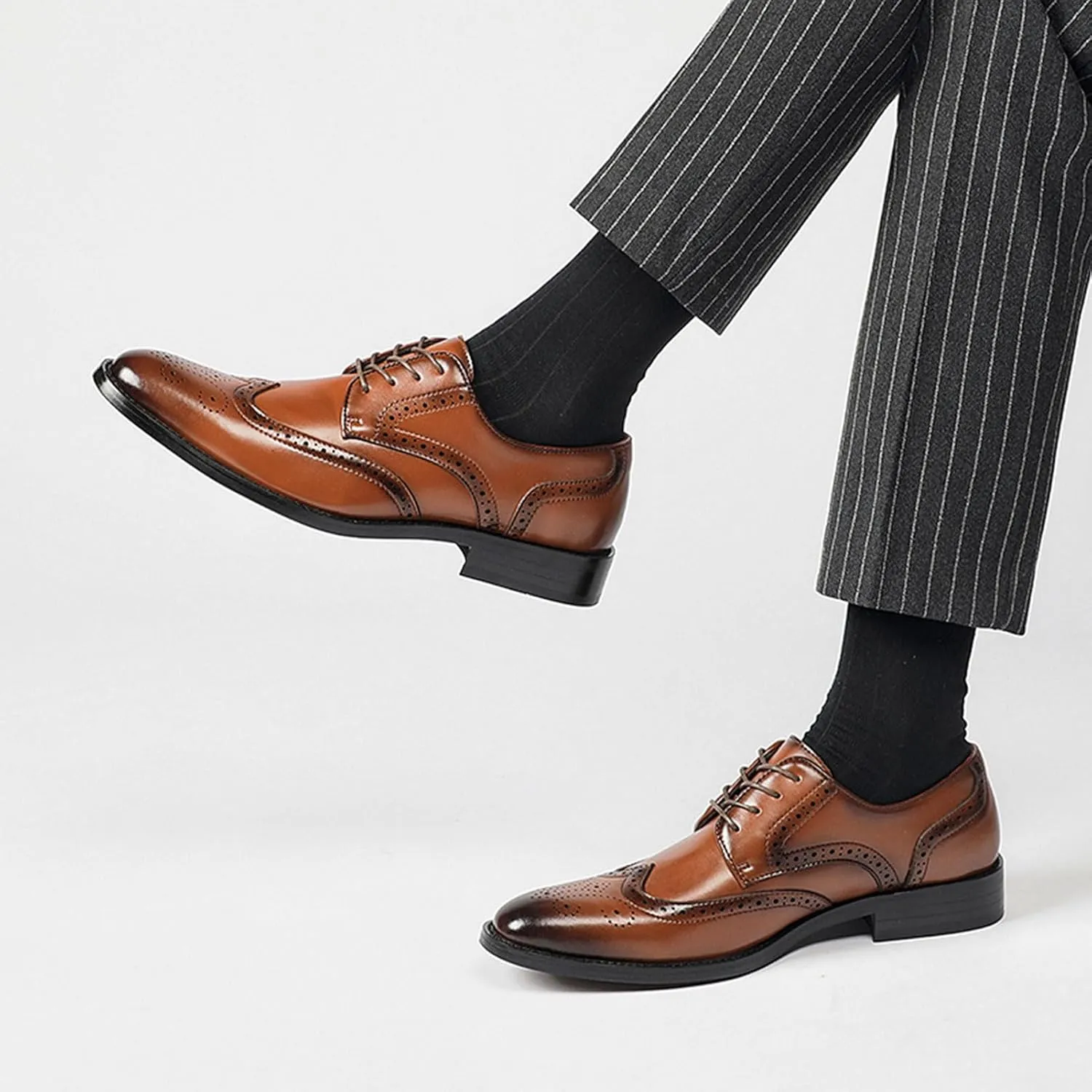 Men's Dress Shoes Leather Casual Dress Shoes for Men Leather Business Oxford Shoes for Men Casual Work Office Comfortable Business Shoes