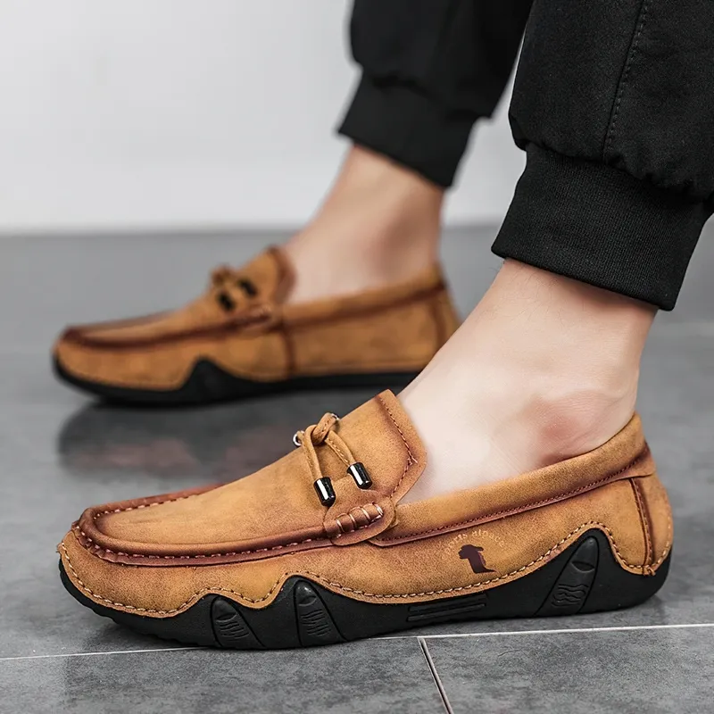 Men's Fashion Handmade Loafers / Casual Shoes Of PU Leather / Male Aesthetic Moccasins