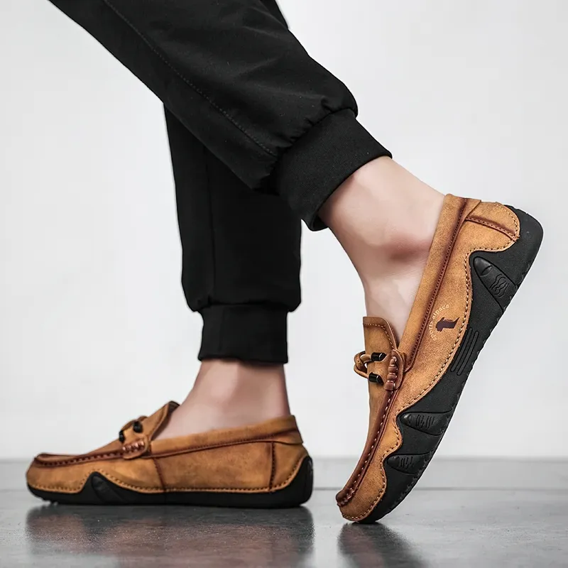 Men's Fashion Handmade Loafers / Casual Shoes Of PU Leather / Male Aesthetic Moccasins
