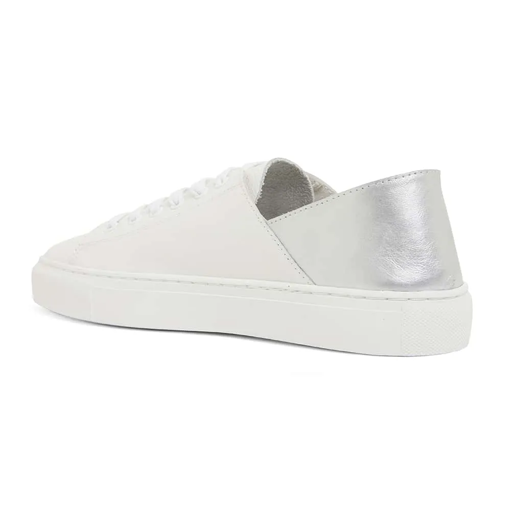Rocket Sneaker in White And Silver Leather