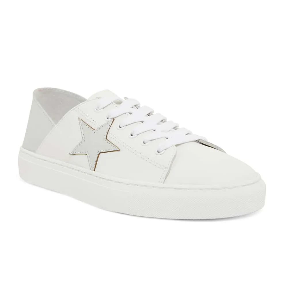 Rocket Sneaker in White And Silver Leather