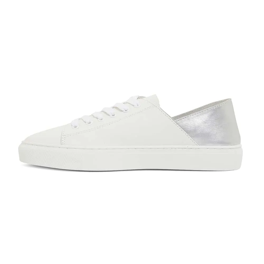 Rocket Sneaker in White And Silver Leather
