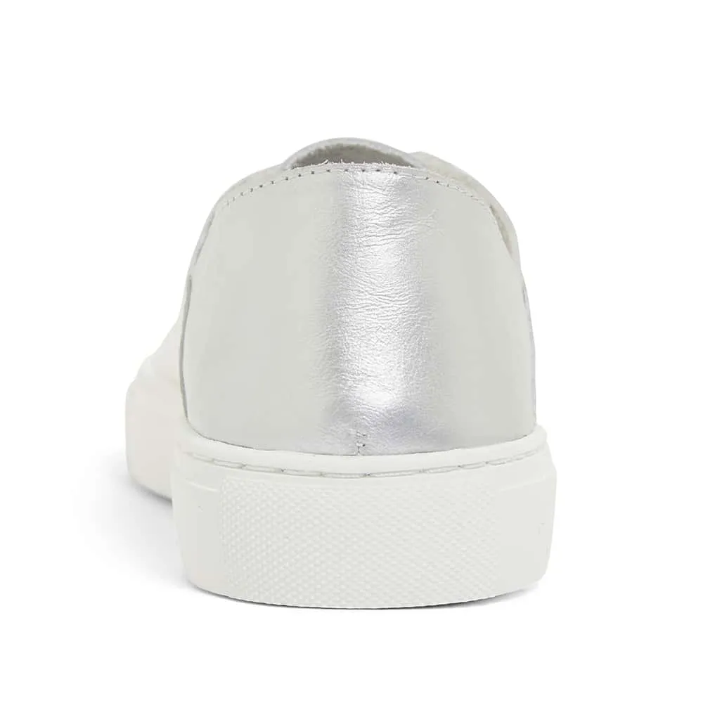 Rocket Sneaker in White And Silver Leather