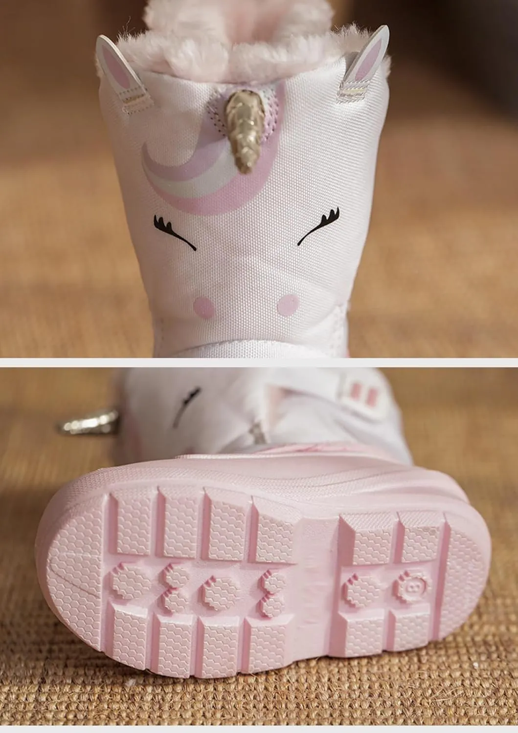 SECHRITE Toddler Kids Snow Boots Winter Boots Waterproof Outdoors Cartoon Animal Pattern Booties for Boys Girls - Toddler/Little Kid
