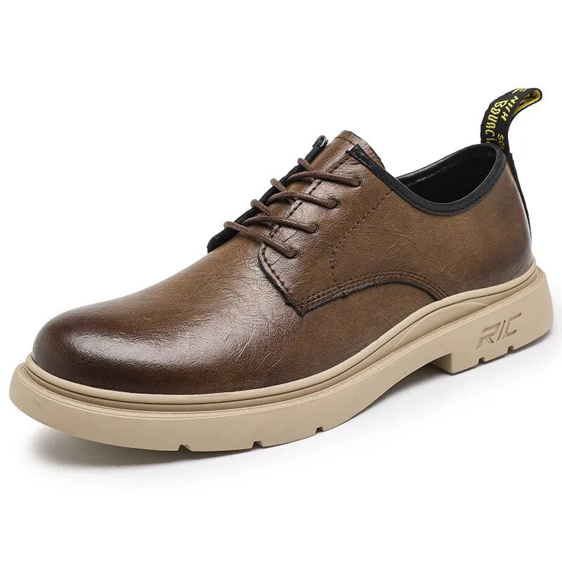 xiangtuibao Autumn Classic Brand Brown Casual Shoes for Men with Free Shipping Retro Platform Leather Shoes Men Lace-up Tooling Shoes Men