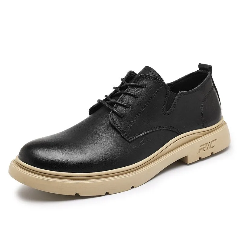 xiangtuibao Autumn Classic Brand Brown Casual Shoes for Men with Free Shipping Retro Platform Leather Shoes Men Lace-up Tooling Shoes Men