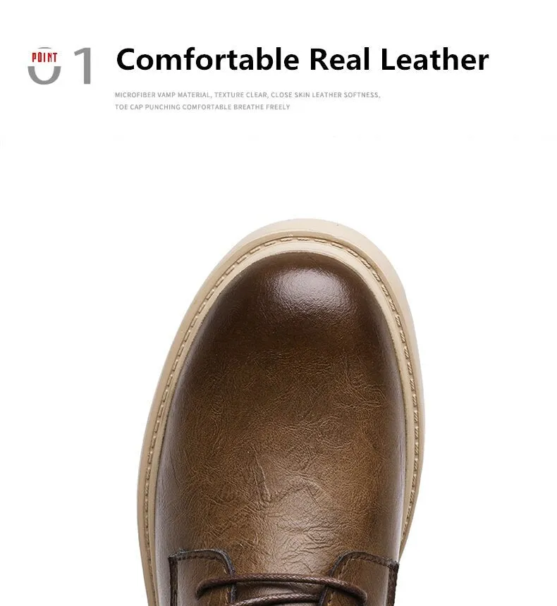 xiangtuibao Autumn Classic Brand Brown Casual Shoes for Men with Free Shipping Retro Platform Leather Shoes Men Lace-up Tooling Shoes Men