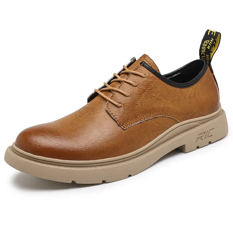 xiangtuibao Autumn Classic Brand Brown Casual Shoes for Men with Free Shipping Retro Platform Leather Shoes Men Lace-up Tooling Shoes Men