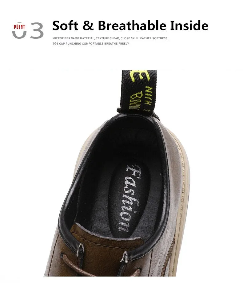 xiangtuibao Autumn Classic Brand Brown Casual Shoes for Men with Free Shipping Retro Platform Leather Shoes Men Lace-up Tooling Shoes Men