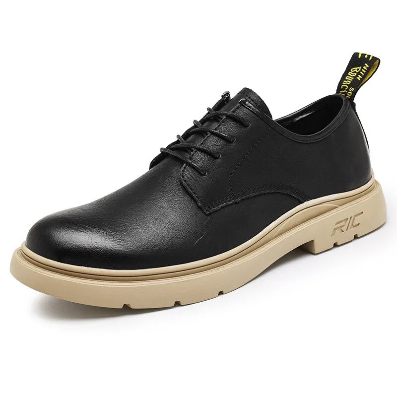 xiangtuibao Autumn Classic Brand Brown Casual Shoes for Men with Free Shipping Retro Platform Leather Shoes Men Lace-up Tooling Shoes Men